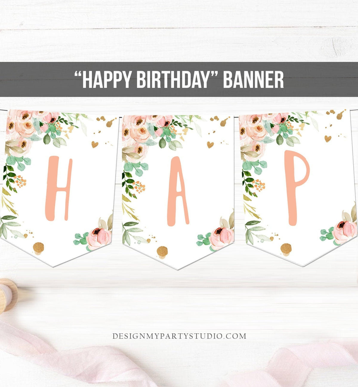 Happy Birthday Banner Floral Birthday Banner Girl Miss Onederful Birthday Decorations Wild One Instant Digital Download Printable 0147