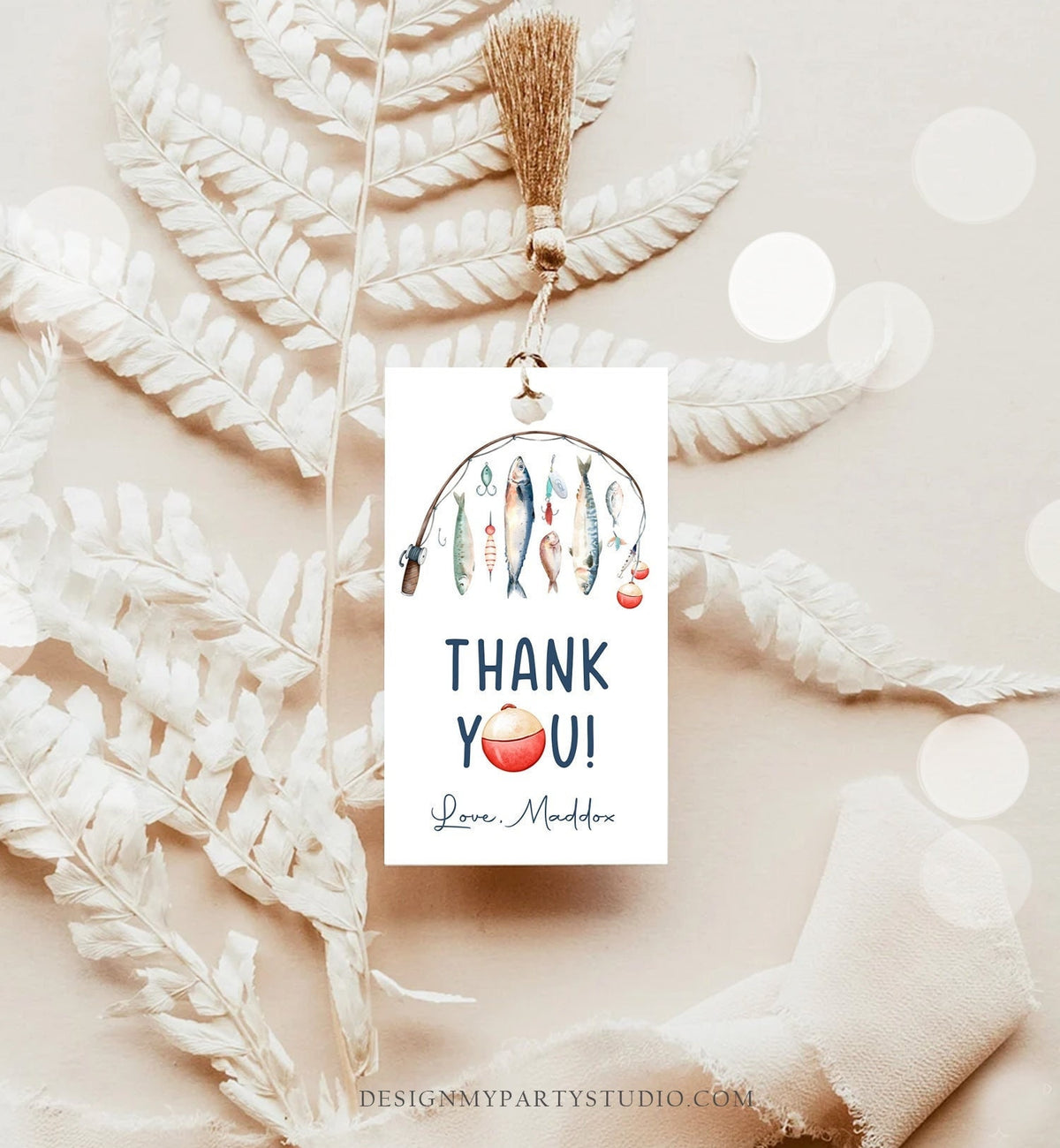 Editable Fishing Birthday Favor Tags Fishing Favors Thank You The Big One Boy O-Fish-Ally Fish Fishing Party Digital Template Printable 0454