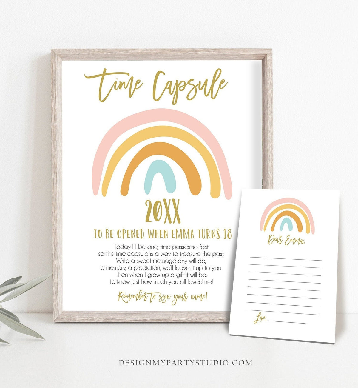 Editable Rainbow Time Capsule Girl Rainbow 1st Birthday Pastel Rainbow First Birthday Rainbow Girl Magical Digital Template Printable 0331