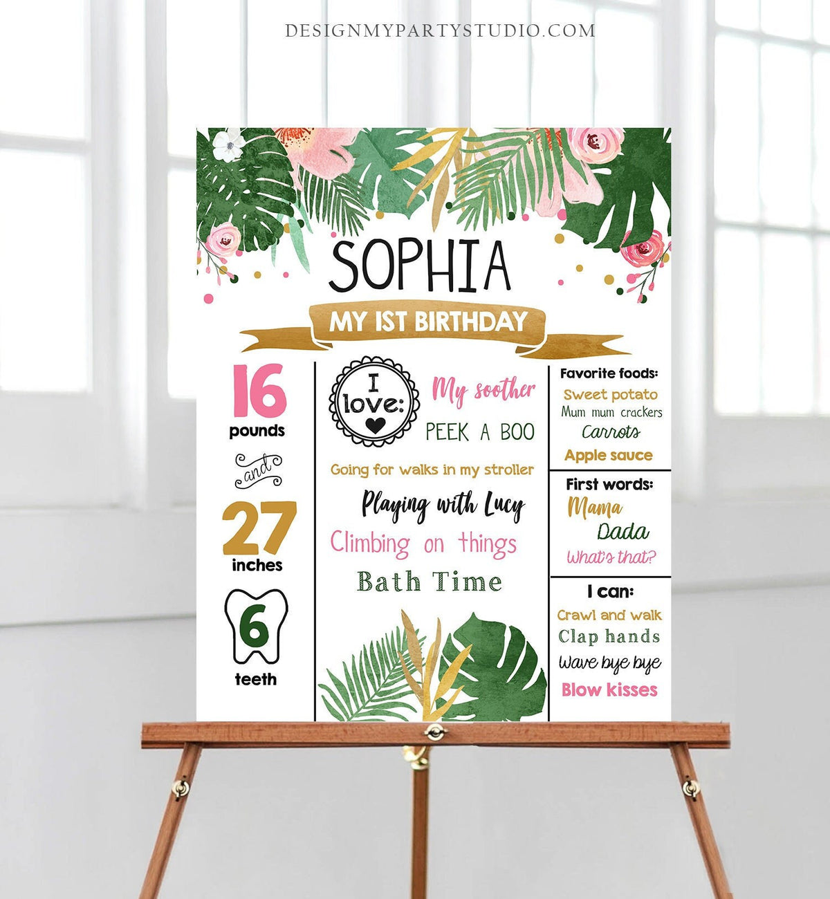Editable Safari Animals Birthday Milestones Sign Girl Pink Wild One First Birthday Party Animals Digital Download Template Printable 0332
