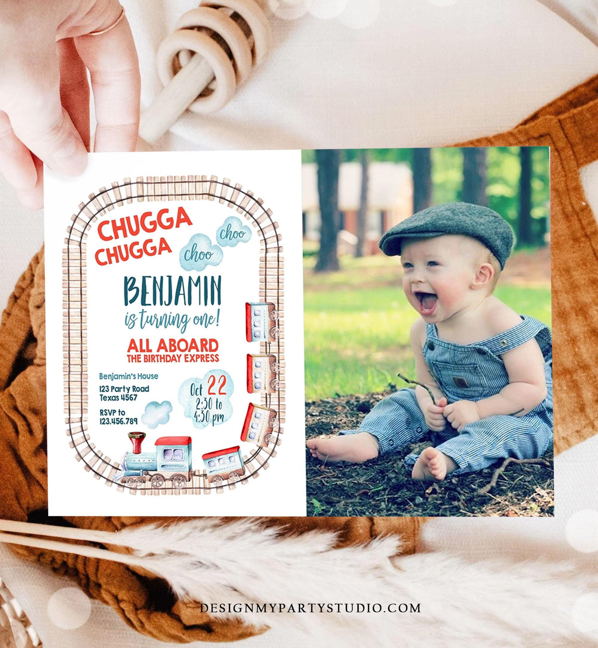 Editable Train Birthday Invitation Vintage Train Party Train Invitation Chugga Choo All Aboard Boy Download Printable Template Evite 0149
