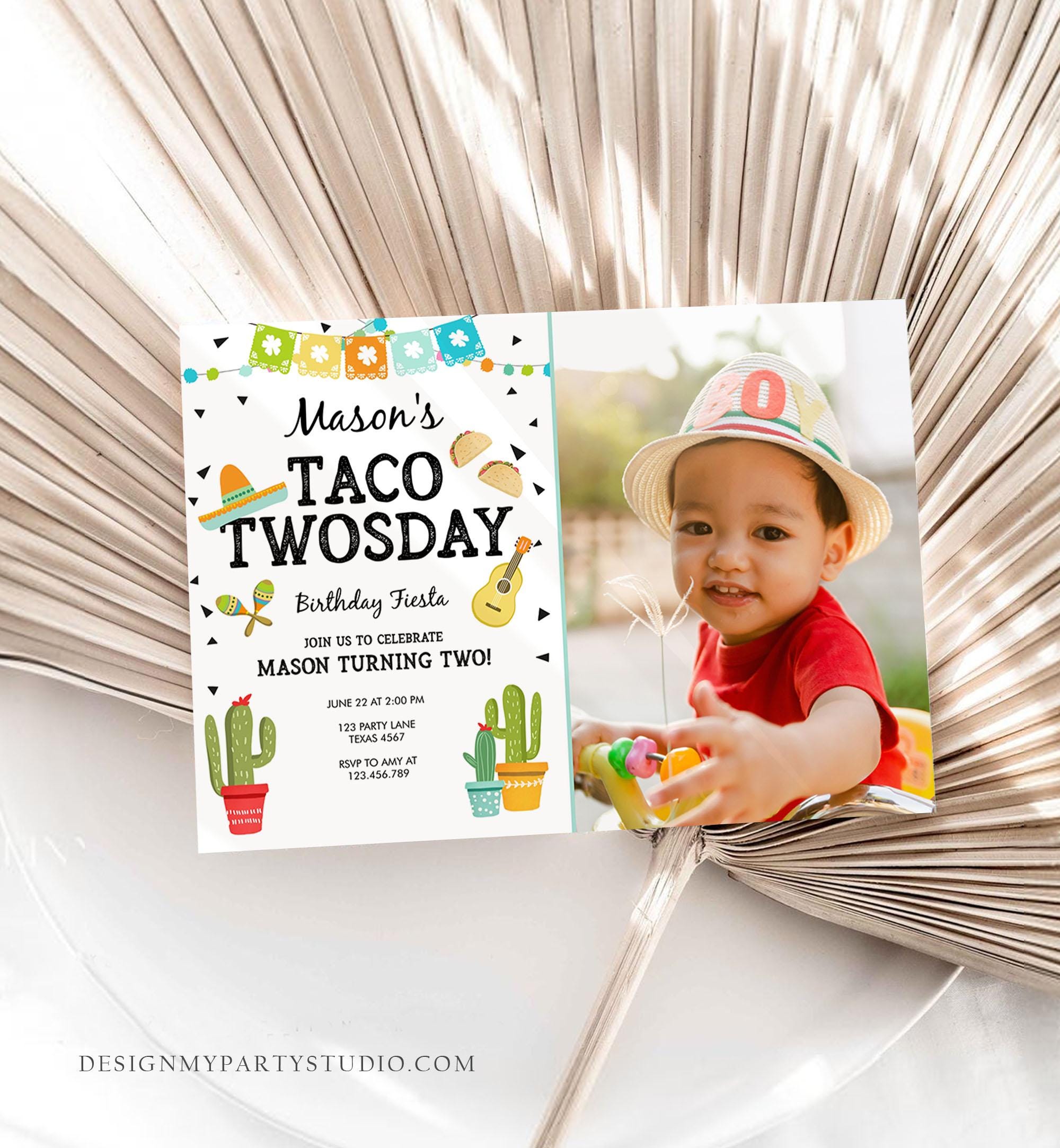 Editable Taco Twosday Invitation Mexican Twosday Birthday Fiesta 2nd Birthday Boy Fiesta Two Download Printable Invite Template Evite 0161
