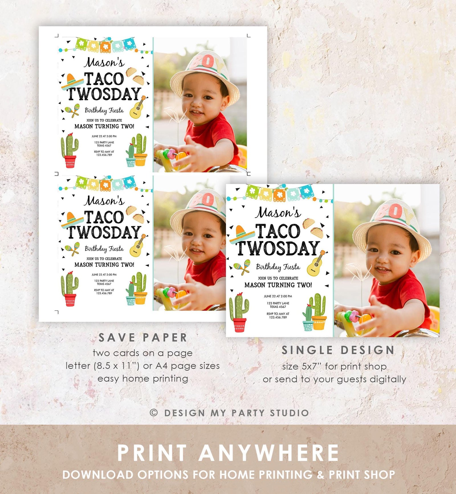 Editable Taco Twosday Invitation Mexican Twosday Birthday Fiesta 2nd Birthday Boy Fiesta Two Download Printable Invite Template Evite 0161