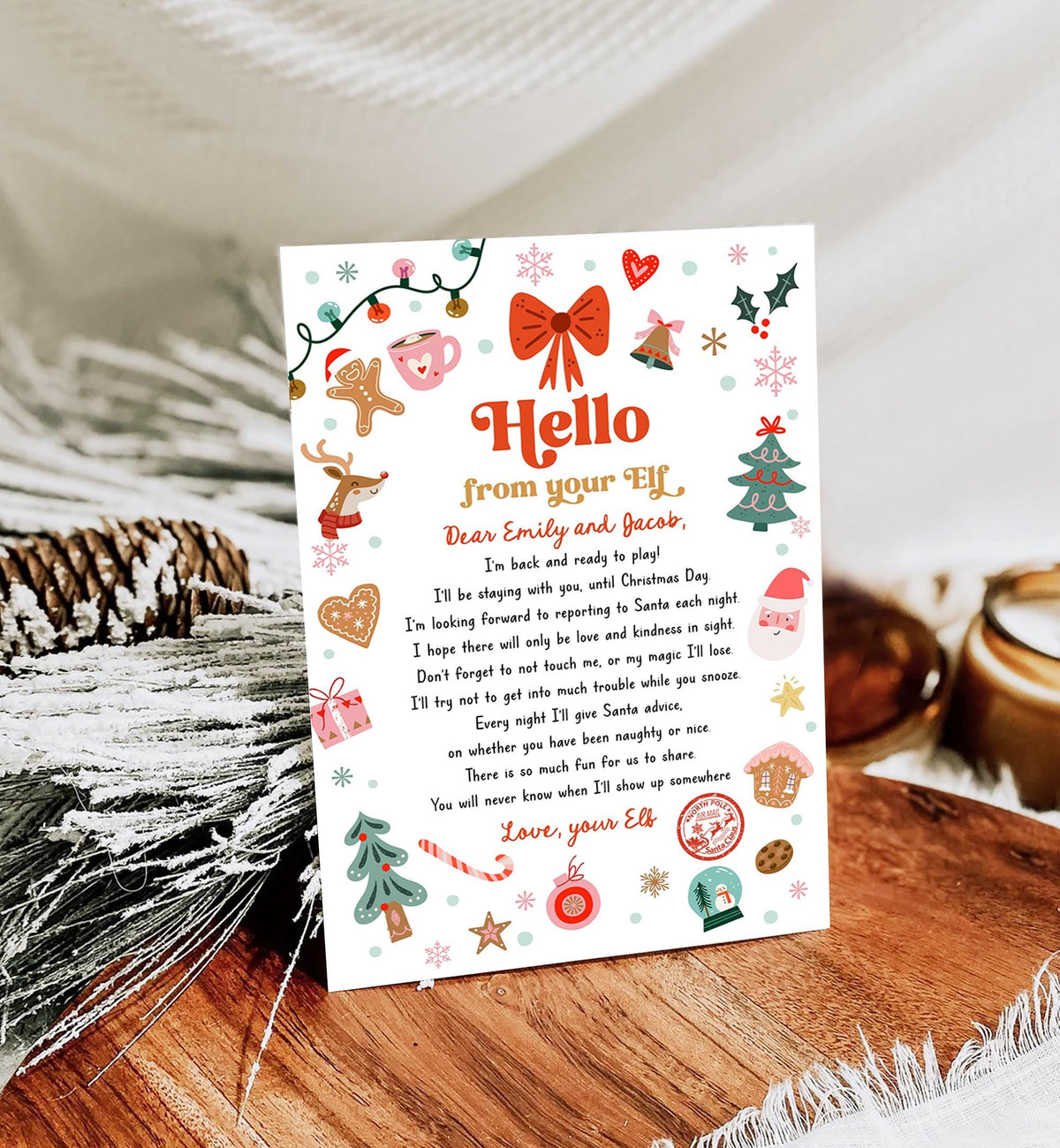 Editable Hello From Your Elf Arrival Letter Return Letter Christmas Elf I&#39;m Back Elf Welcome Elf Digital Download Template Printable 0529