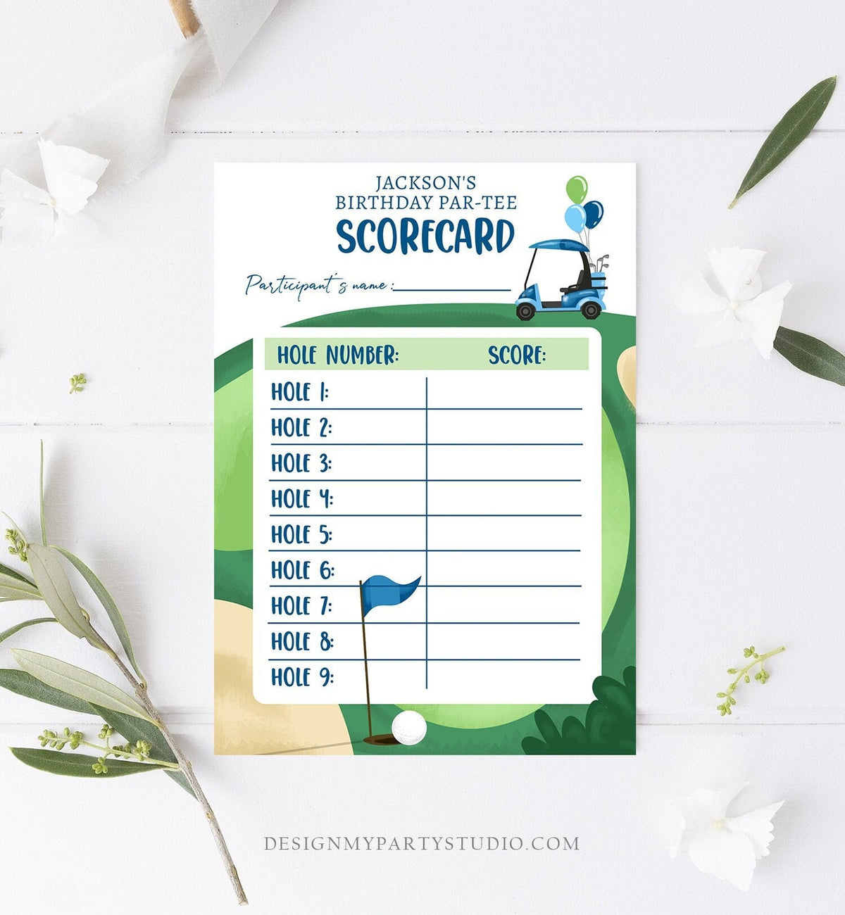 Editable Golf Score Card Birthday Par-tee Game Golfing Boy Golf Baby Shower Activity Cards Digital Download Template Printable 0405