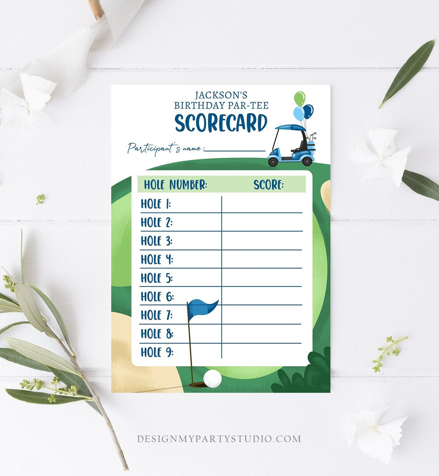 Editable Golf Score Card Birthday Par-tee Game Golfing Boy Golf Baby Shower Activity Cards Digital Download Template Printable 0405