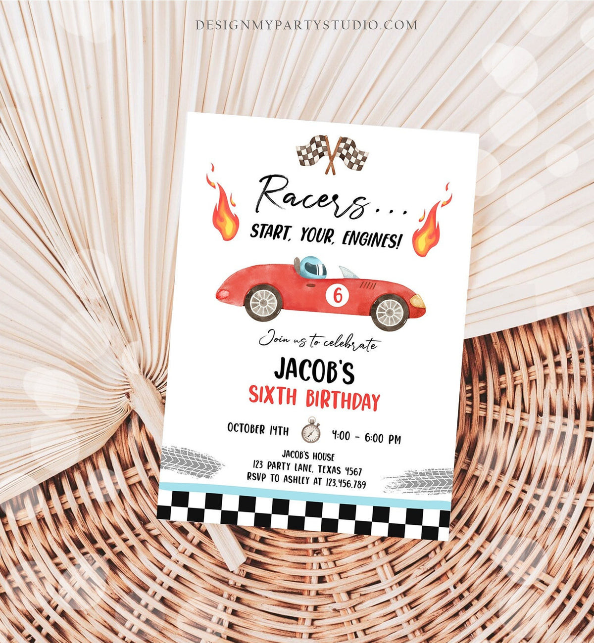 Editable Racing Birthday Invitation Racers Start Your Engines Race Car Party Little Racer Digital Download Evite Template Printable 0424