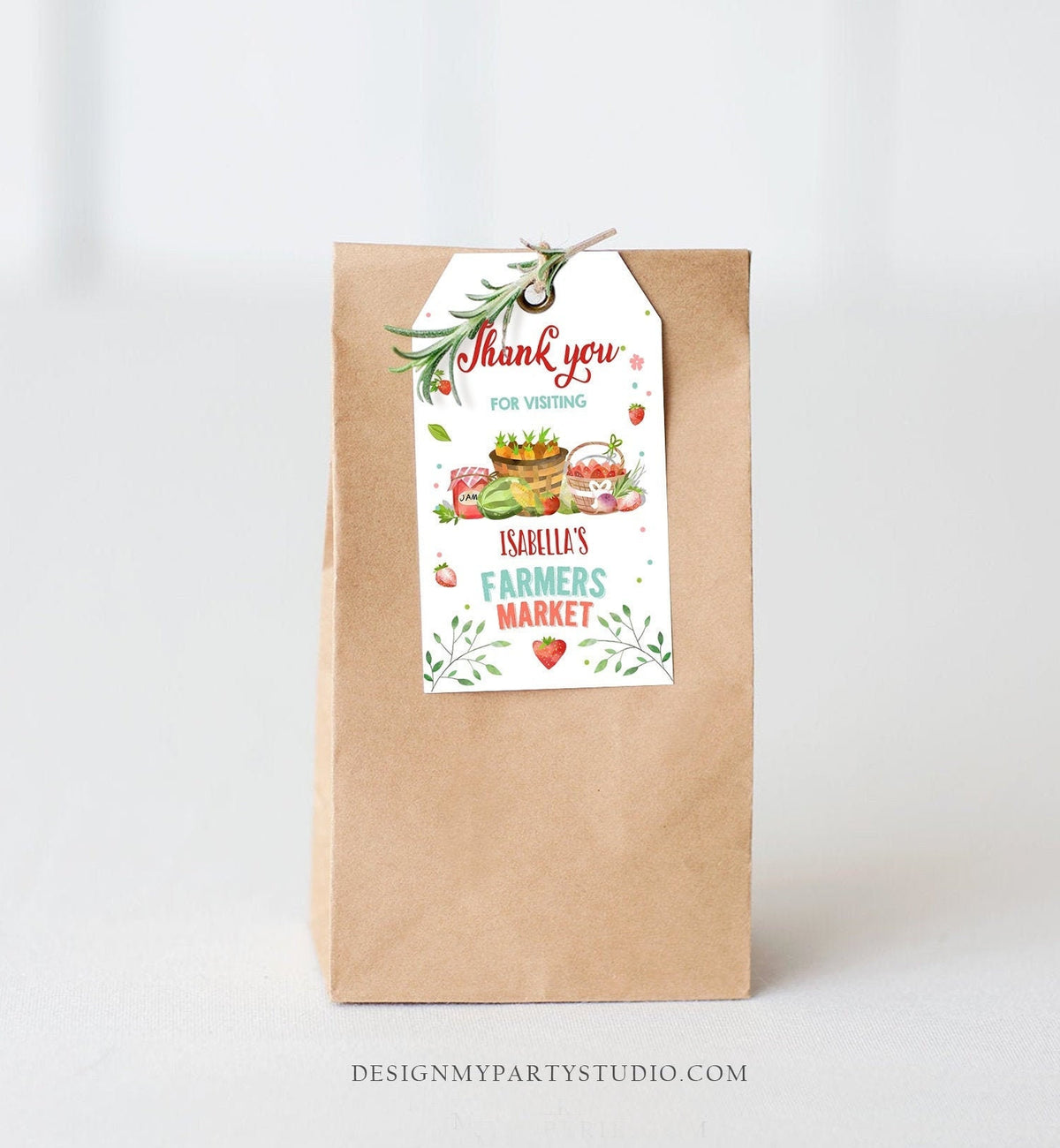 Editable Farmers Market Favor Tags Farmers Market Birthday Thank you Labels Garden Gift tags Shower Seed Tags Template PRINTABLE Corjl 0144