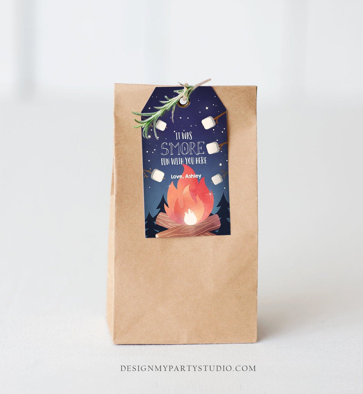 Editable S&#39;more Favor Tag Thank You Backyard Bonfire Party Birthday Bonfire Smore Fun with You Camping Digital Template Printable 0179