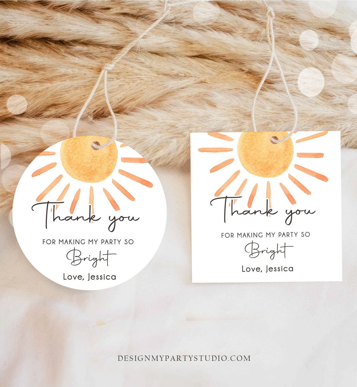 Editable Sunshine Favor tags Little Sunshine Birthday Thank you Sticker Trip Around The Sun Boho You Are Digital Template Printable 0431
