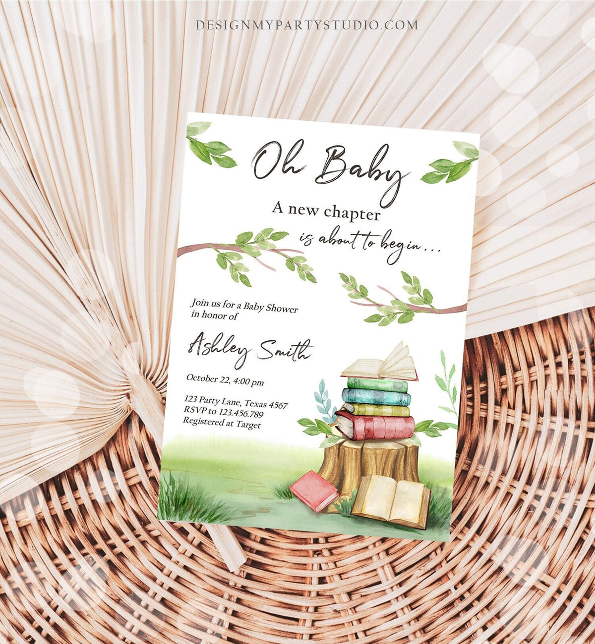 Editable Storybook Baby Shower Invitation Gender Neutral New Chapter Book Baby Shower Digital Download Evite Template Printable 0427