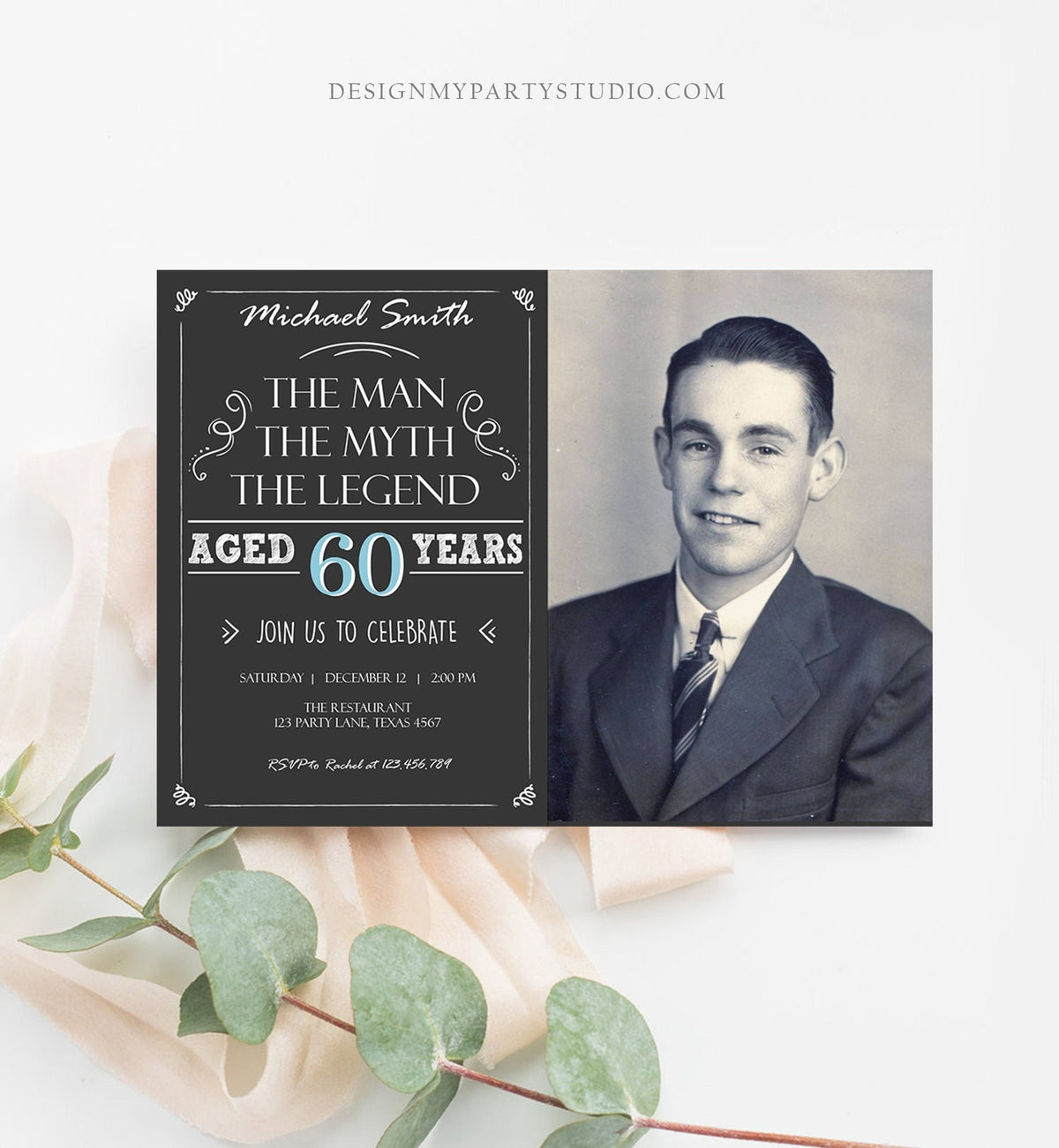 Editable The Man The Myth The Legend Birthday Invitation Man Men Adult Birthday Rustic Digital Download Evite Template Printable 0101