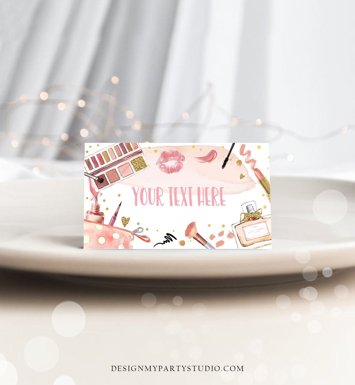 Editable Spa Party Food Label Glitters and Glamour Birthday Food Tent Girl Buffet Label Tent Makeup Fashion Digital Template Printable 0420