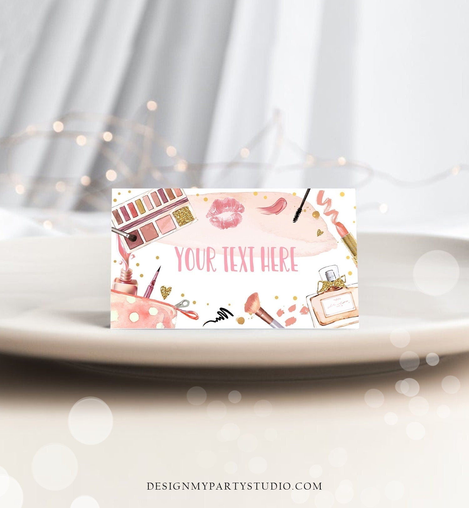 Editable Spa Party Food Label Glitters and Glamour Birthday Food Tent Girl Buffet Label Tent Makeup Fashion Digital Template Printable 0420