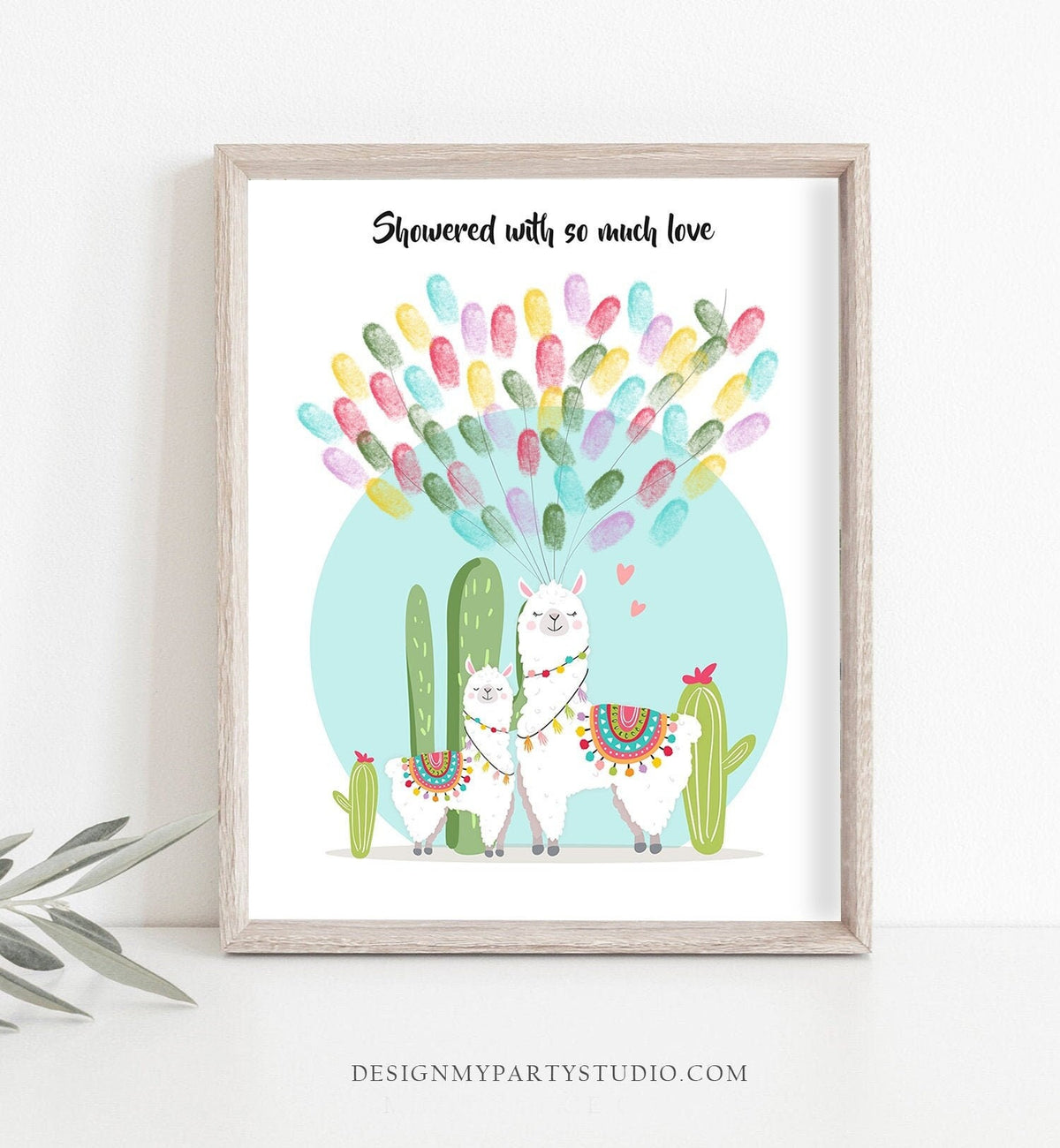 Editable Llama Thumbprint Guestbook Blue Baby Boy Llama Fingerprint Guest Book Baby Shower Birthday Digital Download Template Printable 0079