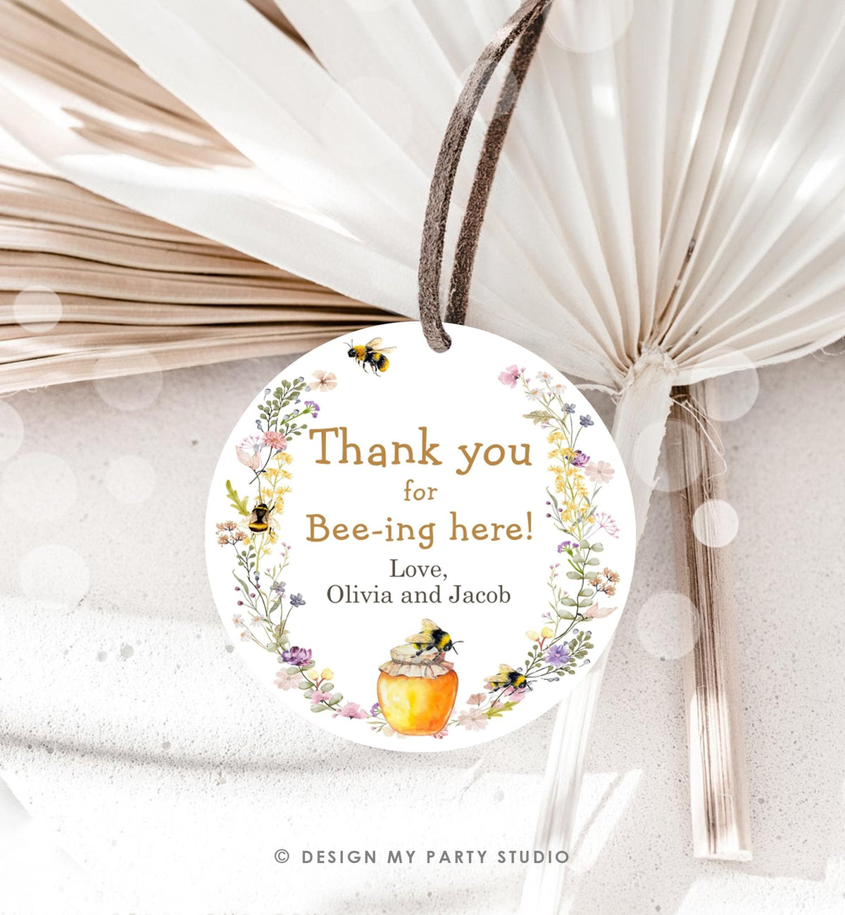 Editable Rustic Bee Favor Tags Bee Gender Reveal Baby Shower Honey Bee Birthday Thank You for Bee-ing Here Digital Template Printable 0502