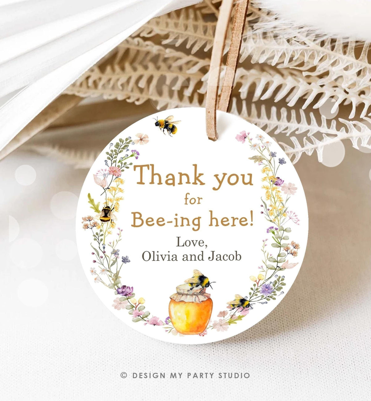 Editable Rustic Bee Favor Tags Bee Gender Reveal Baby Shower Honey Bee Birthday Thank You for Bee-ing Here Digital Template Printable 0502