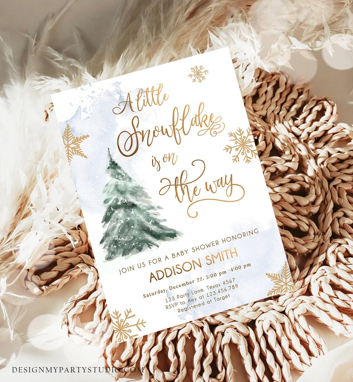Editable Little Snowflake on The Way Baby Shower Invitation Winter Baby Shower Baby Its Cold Outside Digital Template Printable 0363