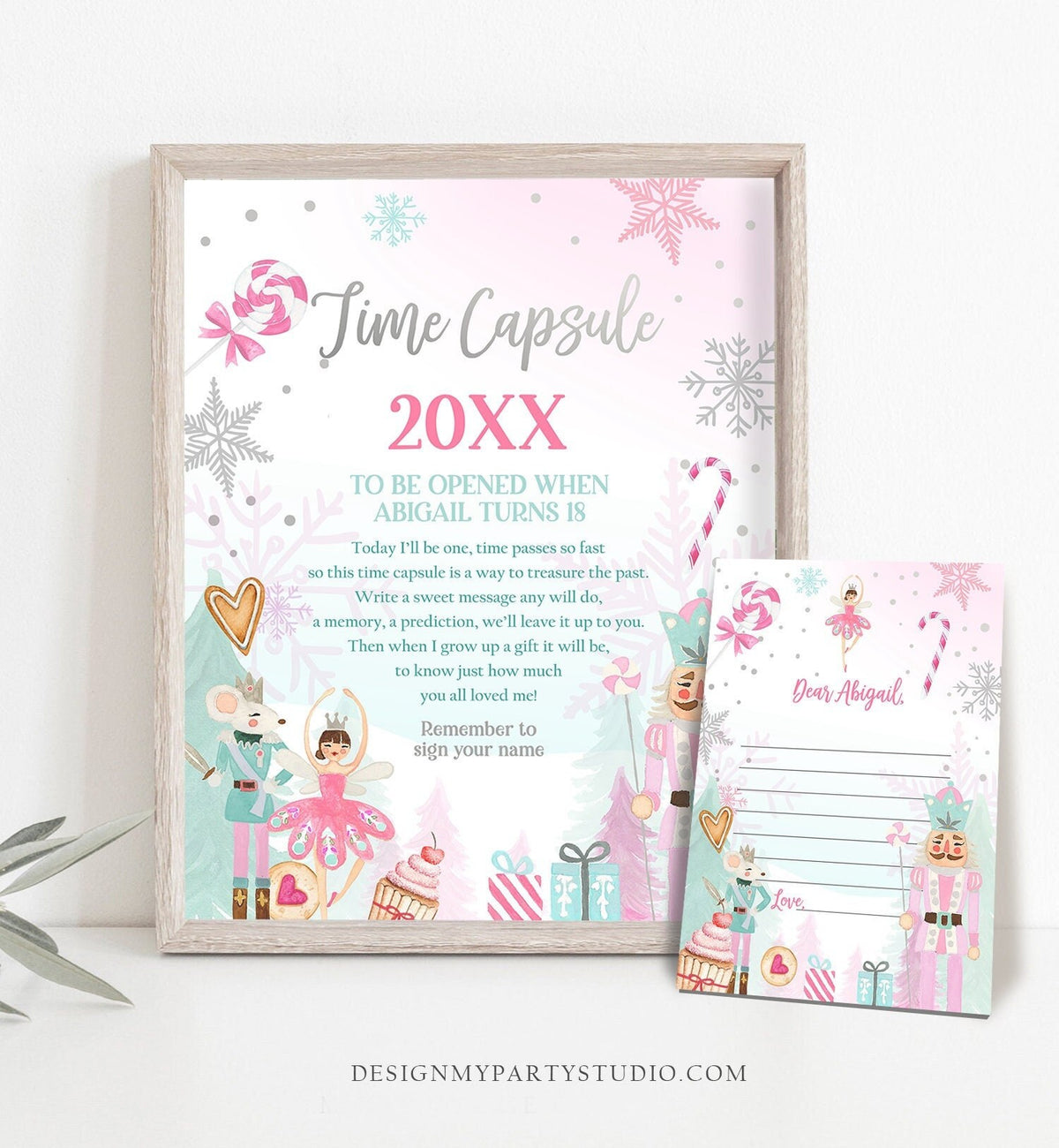 Editable Nutcracker Time Capsule Nutcracker First Birthday Party Girl Land of Sweets Winter Fairy Guestbook Digital Template Printable 0352