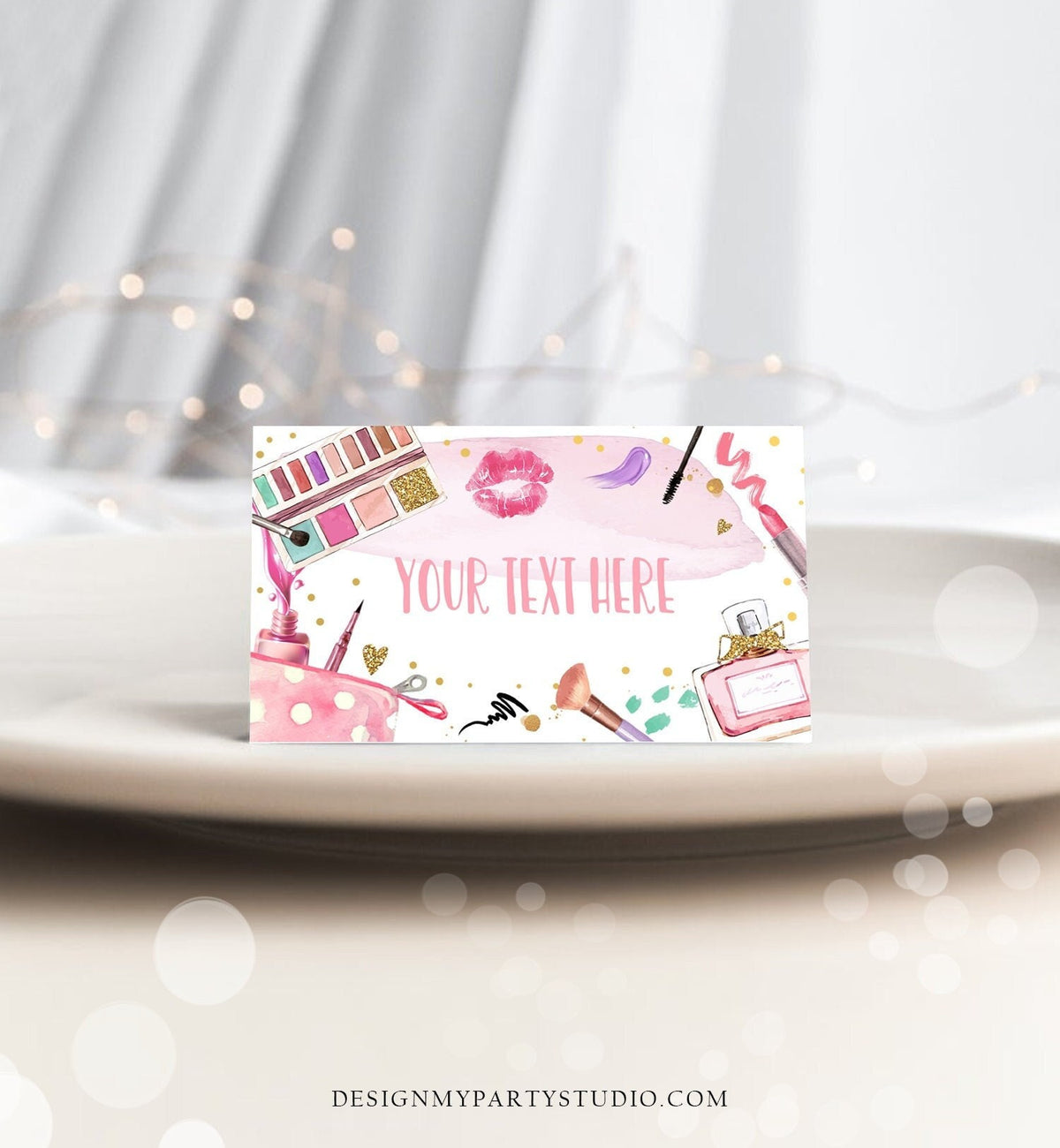 Editable Spa Party Food Label Glitters and Glamour Birthday Food Tent Girl Buffet Label Tent Makeup Fashion Digital Template Printable 0420