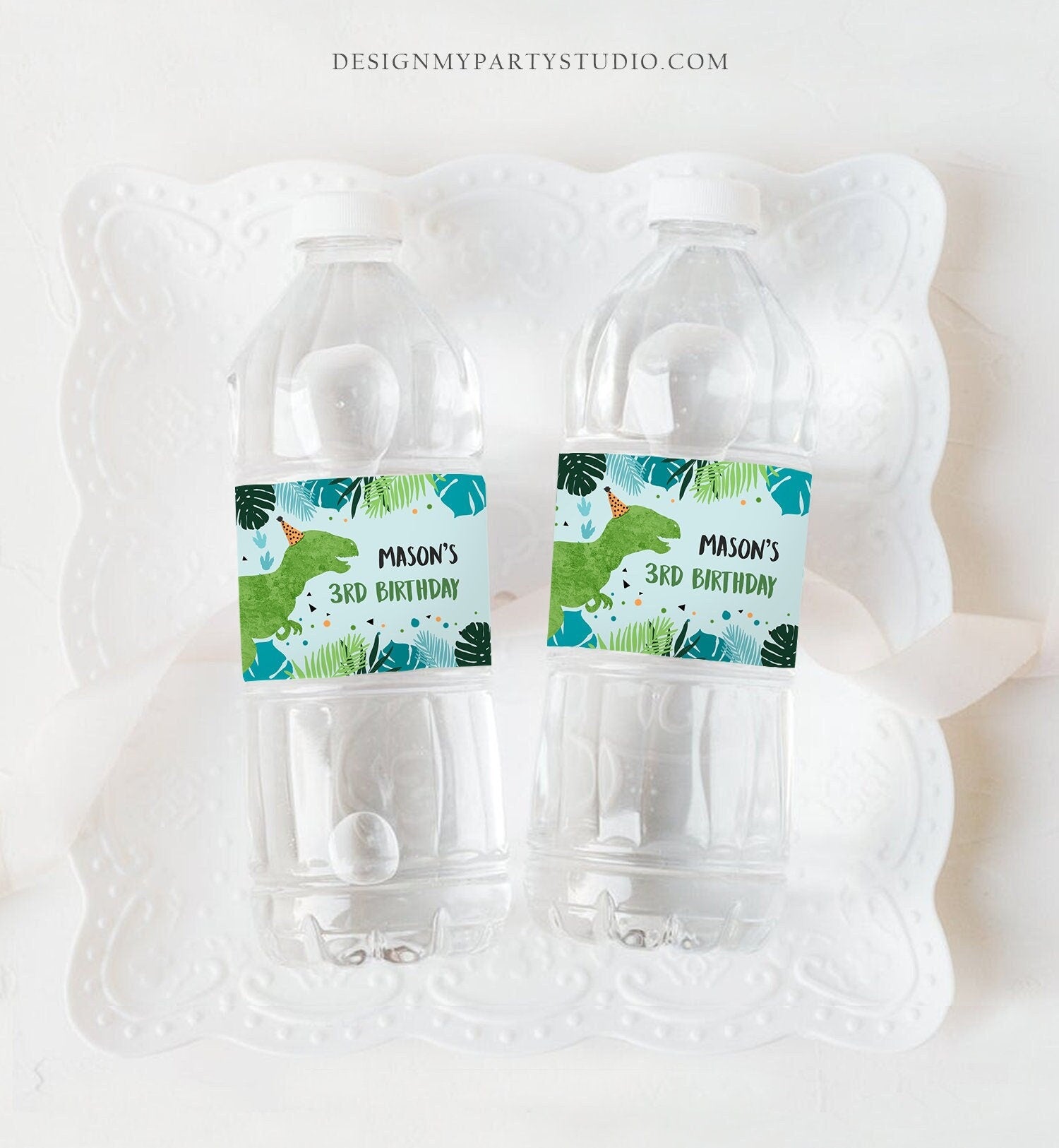 editable-dinosaur-water-bottle-labels-dinosaur-birthday-t-rex-dino-bir-design-my-party-studio for Free Printable Dinosaur Water Bottle Labels Editable Dinosaur Water Bottle Labels Dinosaur Birthday T-Rex Dino Bir - Design My Party Studio for Free Printable Dinosaur Water Bottle Labels