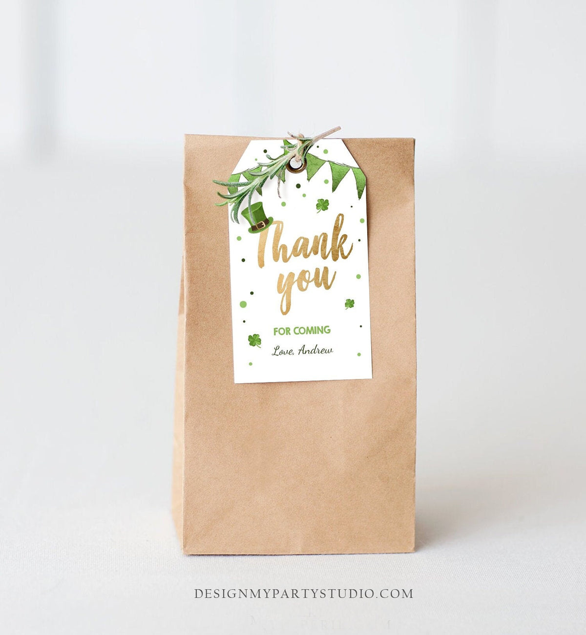Editable St Patrick's Day Favor Tag St. Patricks Day Thank You Lucky 1st Birthday Clover Shamrock Party Gold Digital Template Printable 0115