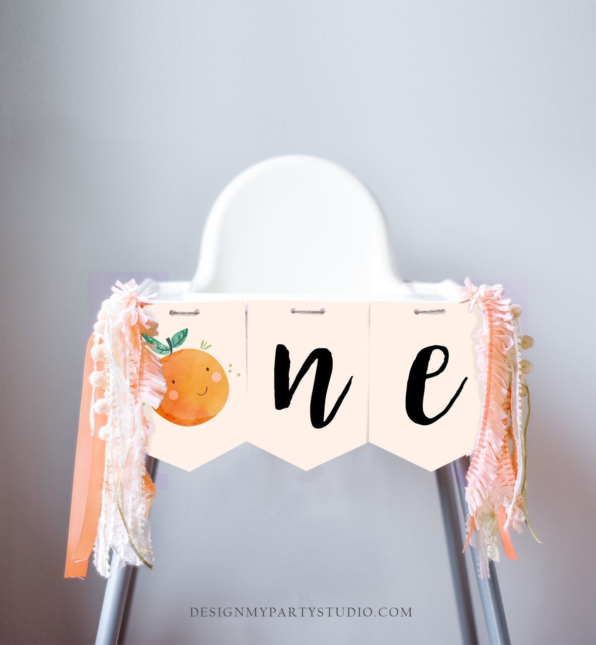 Little Cutie High Chair Banner Oranges 1st First Birthday Girl Boy High Chair ONE Banner Party Decor Cutie Citrus Digital Printable 0330