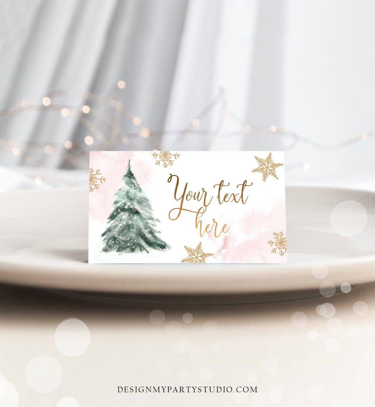 Editable Baby It&#39;s Cold Outside Food Tent Cards Winter Tree Labels Girl Birthday Baby Shower Place Card Snow Digital Template Printable 0363