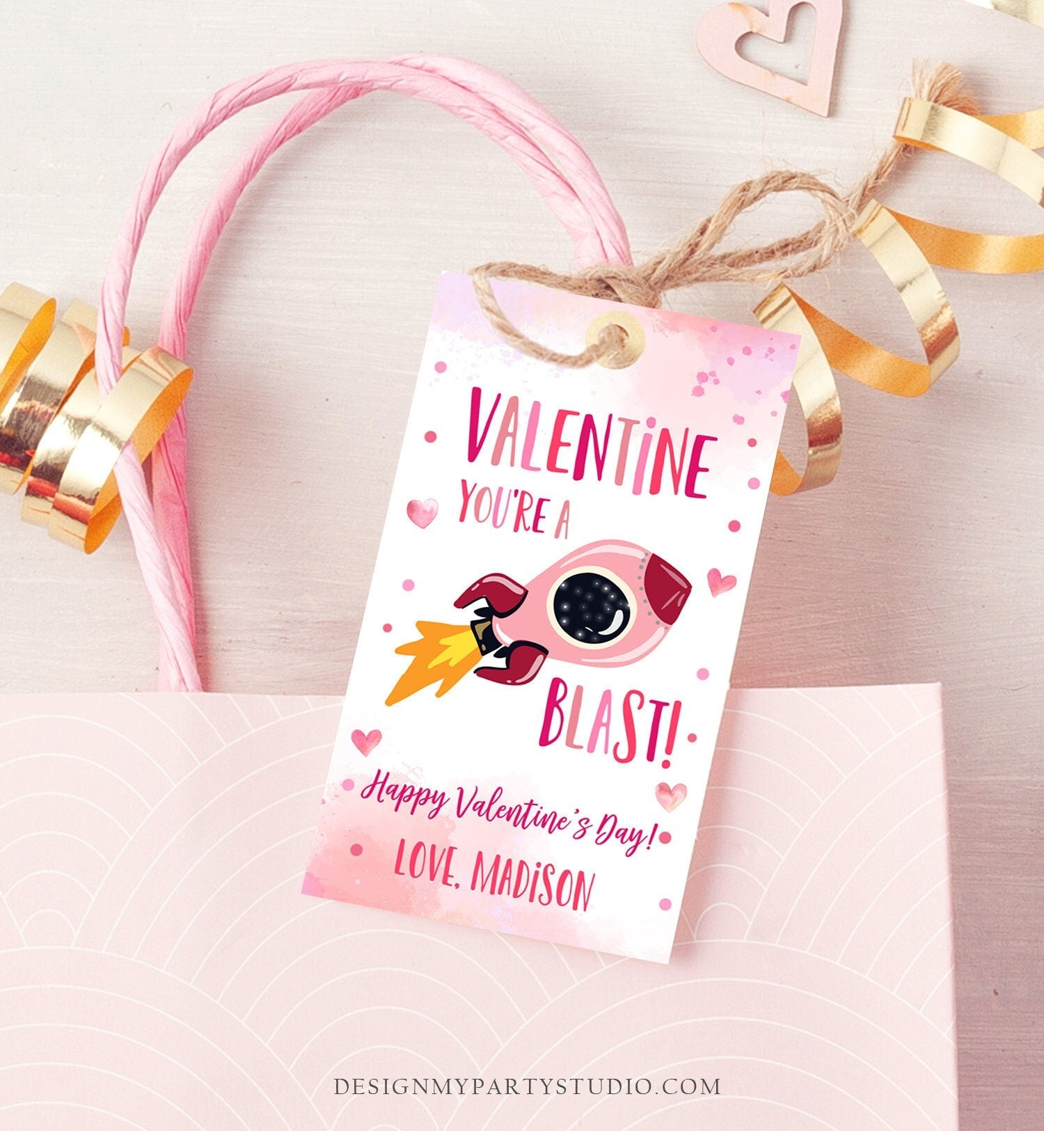Editable Valentine You Are Out A Blast Favor Tag Thank You Space Rocket Out This Of World Valentine's Day Digital Template Printable 0370