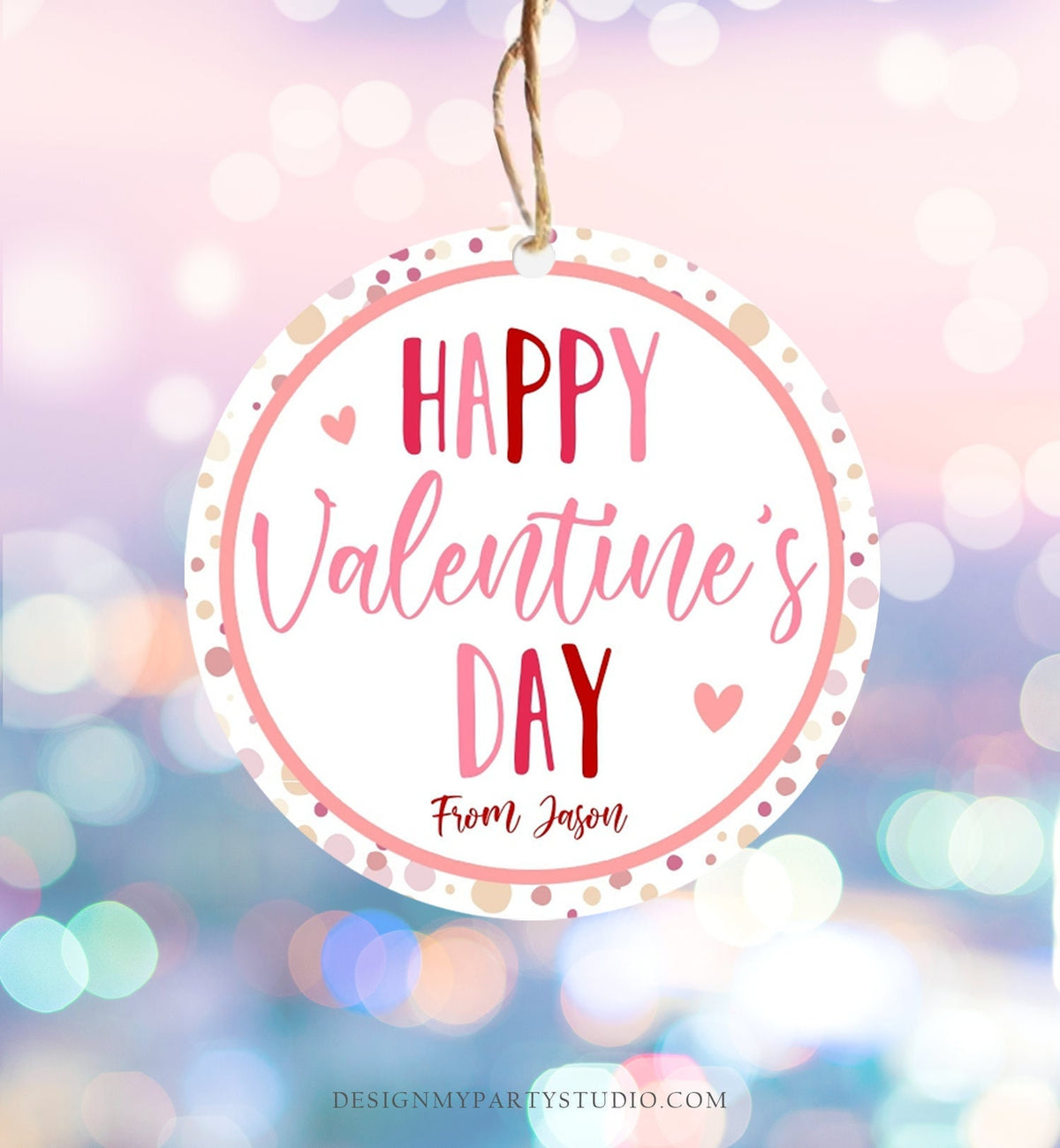 Editable Valentine&#39;s Day Cookie Tags Happy Valentine&#39;s Day Cookies Tag Sticker Pink Red Valentines Day Card Digital Template Printable 0370