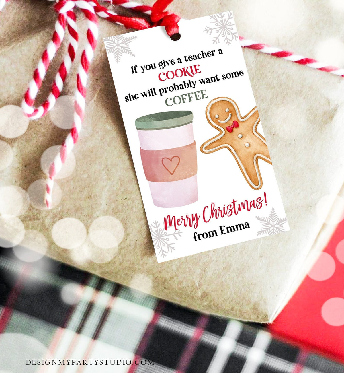 Editable Cookie Gift Tag Teacher Appreciation Tag Christmas Give A Teacher A Cookie ag Coffee Digital Download Template Printable 0362 0443