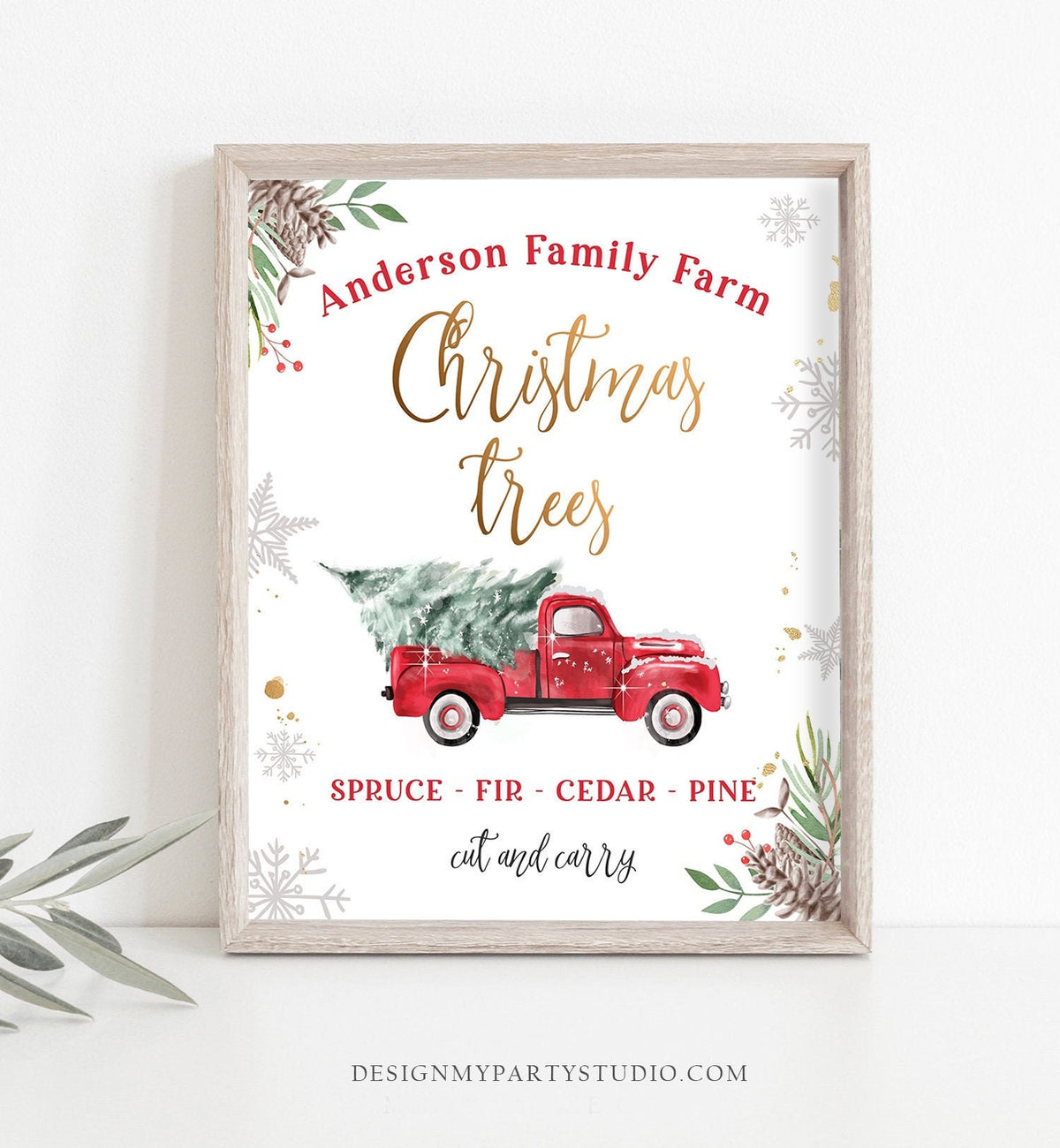 Editable Christmas Tree Farm Sign Farm Fresh Christmas Trees Home Decor Farmhouse Tree Red Truck Digital Download Template Printable 0356