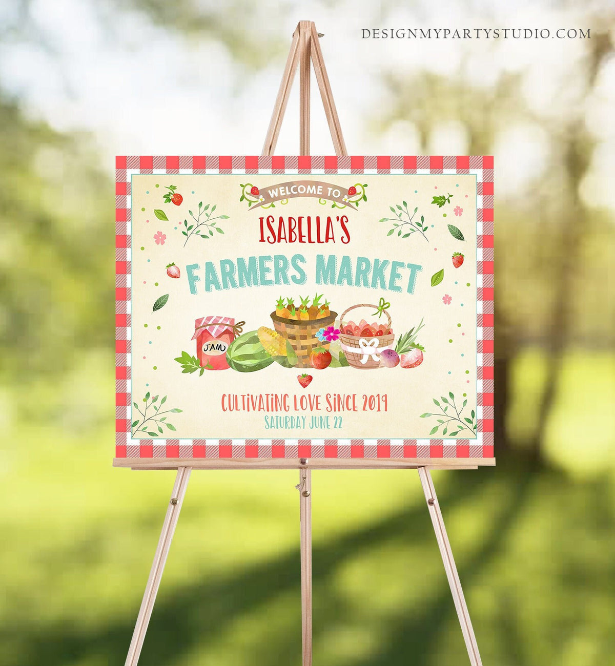 Editable Farmers Market Welcome Sign Birthday Baby Shower Farm Party Decor Fruits Market Locally Grown Digital Template Printable 0144