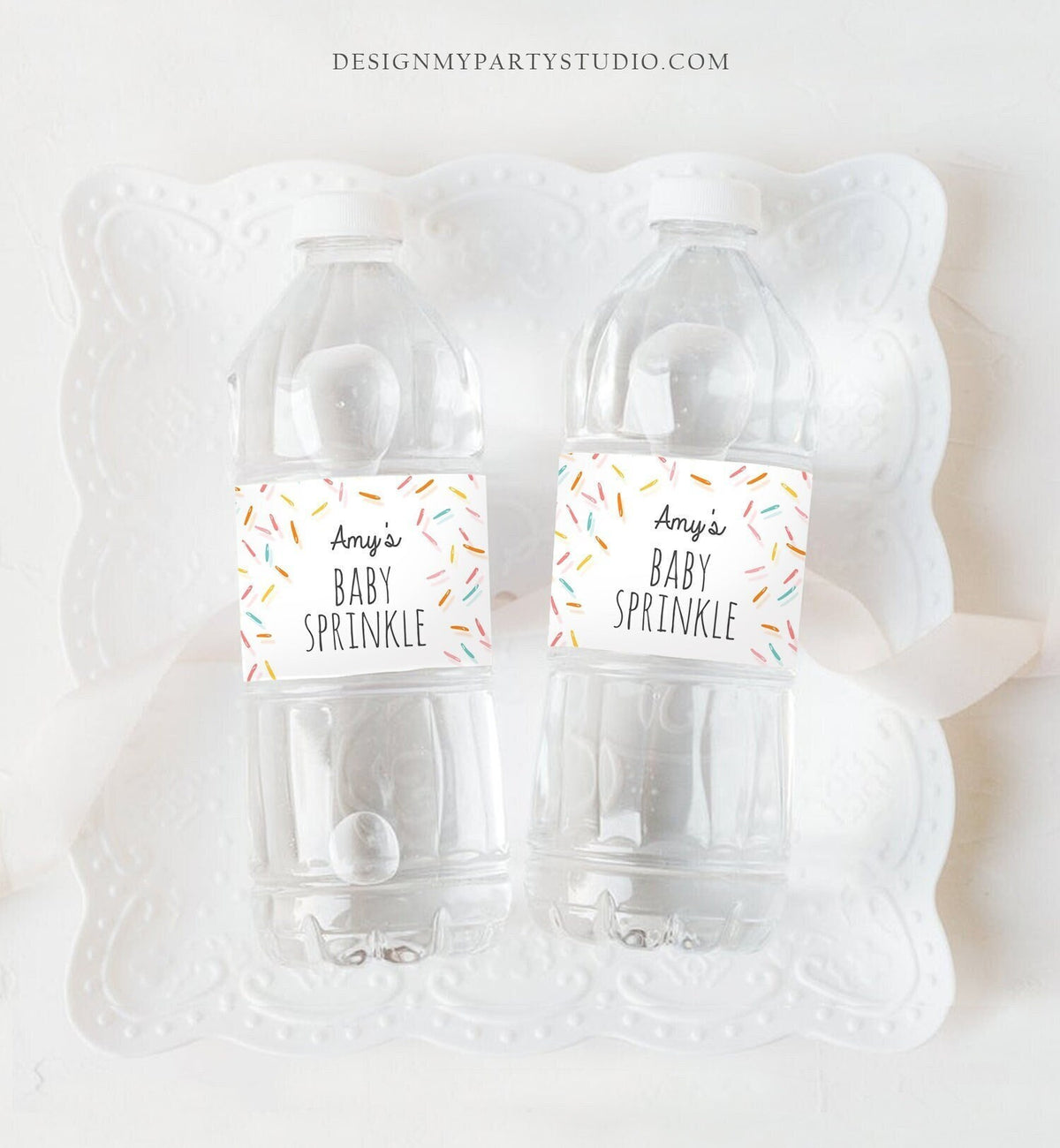 Editable Baby Sprinkle Water Bottle Labels Baby Shower Coed Gender Neutral Confetti Sprinkles Bottle Wrap Digital Template Printable 0216