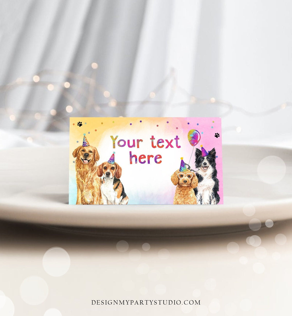 Editable Dog Food Labels Dog Birthday Place Card Tent Card Party Animals Puppy Party Pet Vet Doggy Shelter Digital Template Printable 0460
