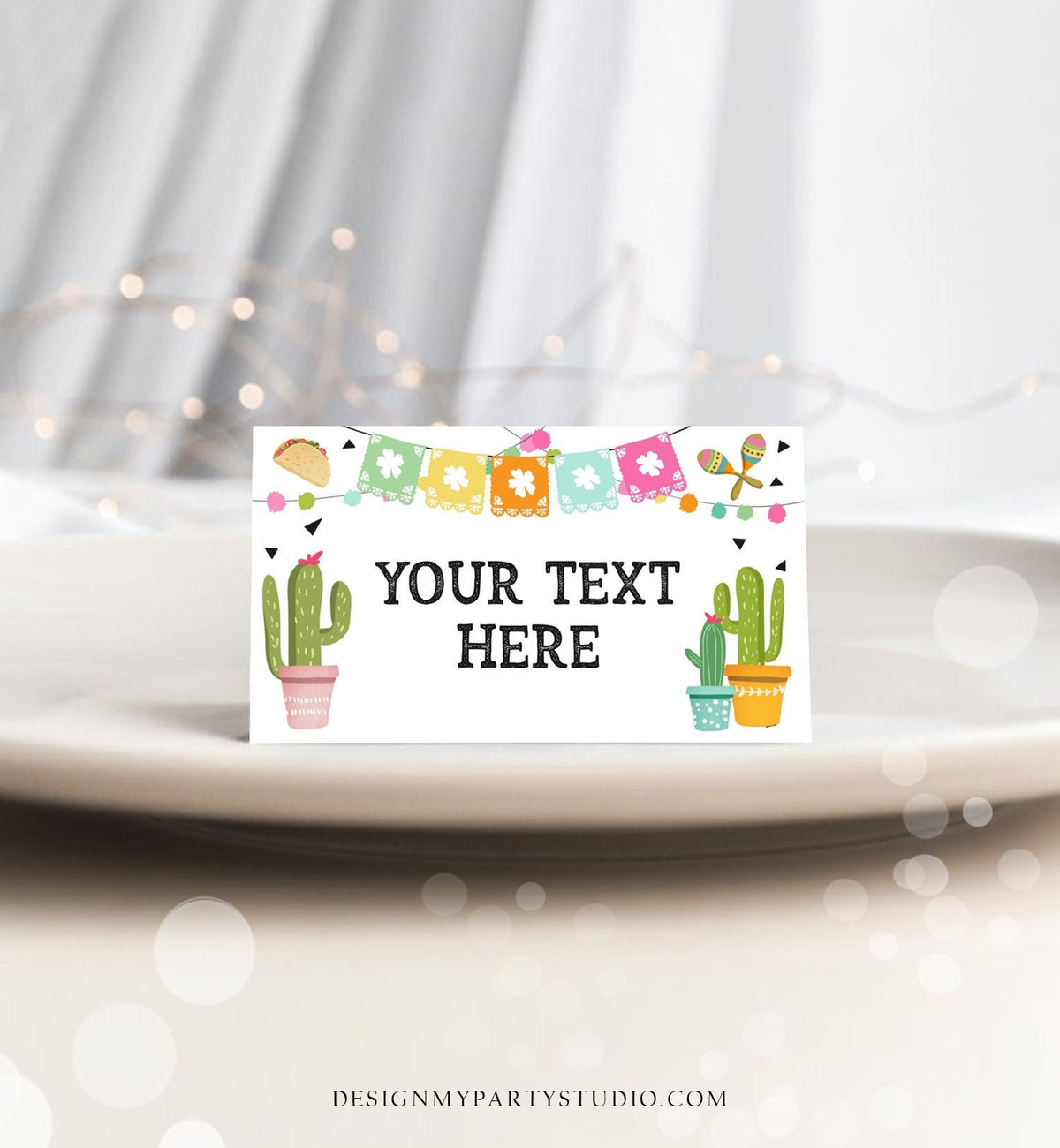Editable Fiesta Taco Food Labels Fiesta Party Place Tent Birthday Baby Shower Mexican Fiesta Cactus Decor Digital Template Printable 0161