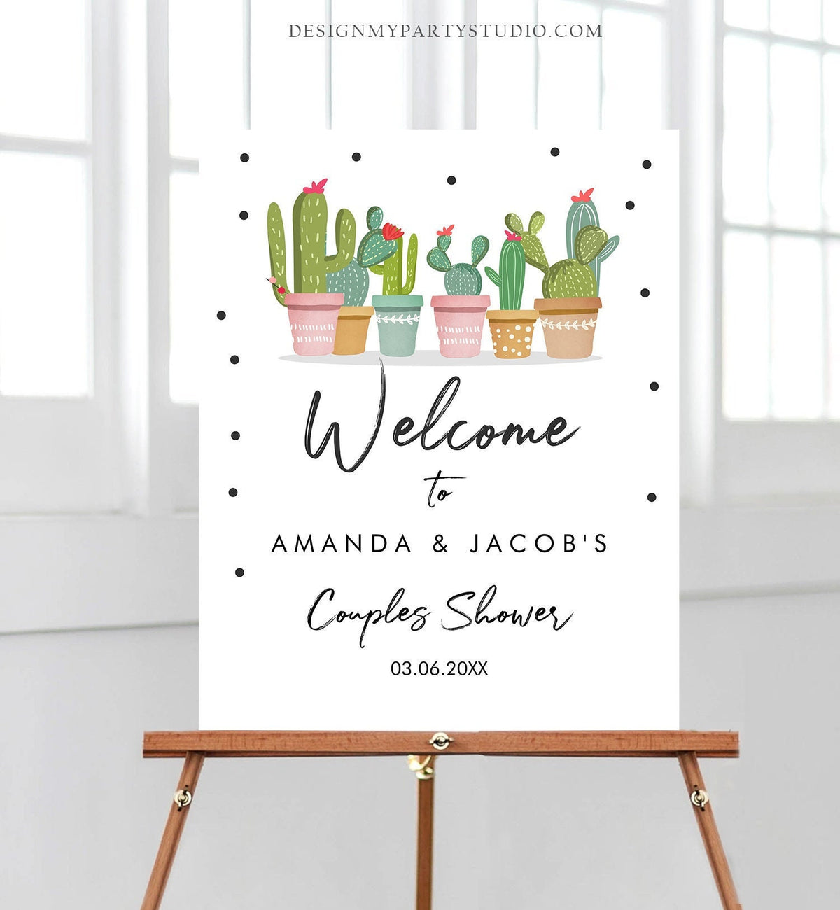 Editable Cactus Couples Shower Welcome Sign Mexican Succulent Taco Bout Love Bridal Wedding Digital Download Template Printable 0254