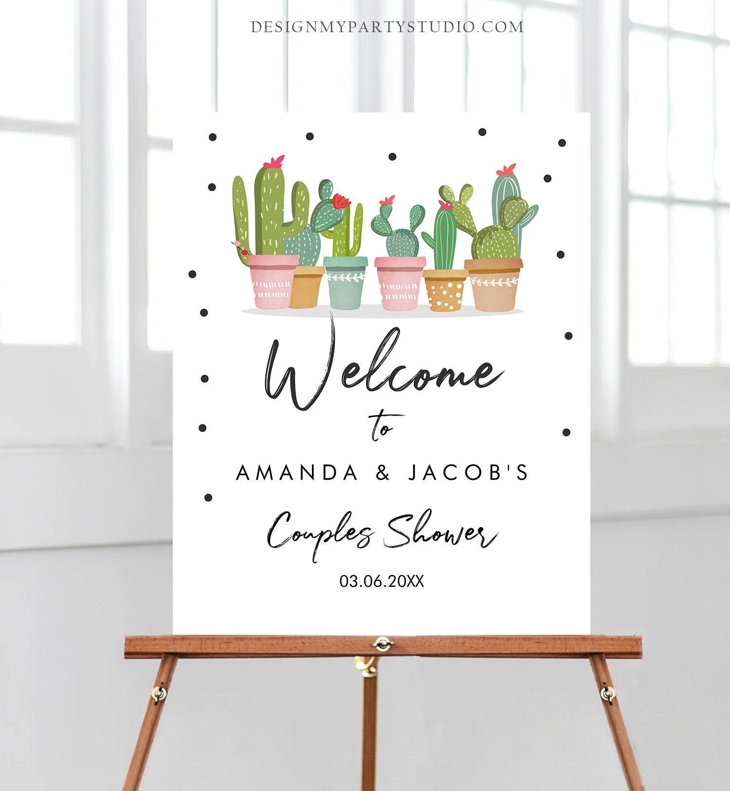 Editable Cactus Couples Shower Welcome Sign Mexican Succulent Taco Bout Love Bridal Wedding Digital Download Template Printable 0254