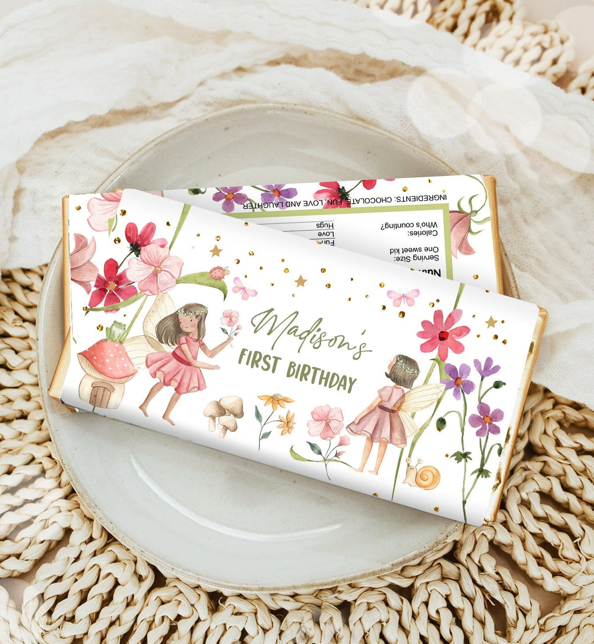 Editable Fairy Candy Bar Wrapper Fairy Chocolate Bar Label Fairy Birthday Favors Forest Garden Girl Download Digital Template Printable 0406
