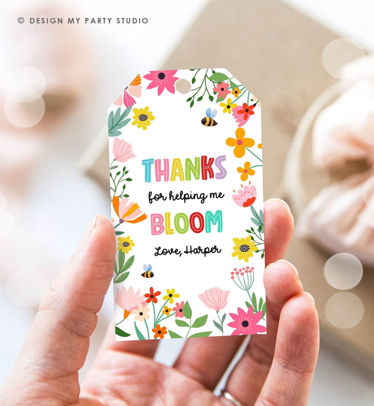 Editable Teacher Appreciation Tags Thank You for Helping me Bloom Plant Flower Gift End of School Digital Download Template Printable 0464