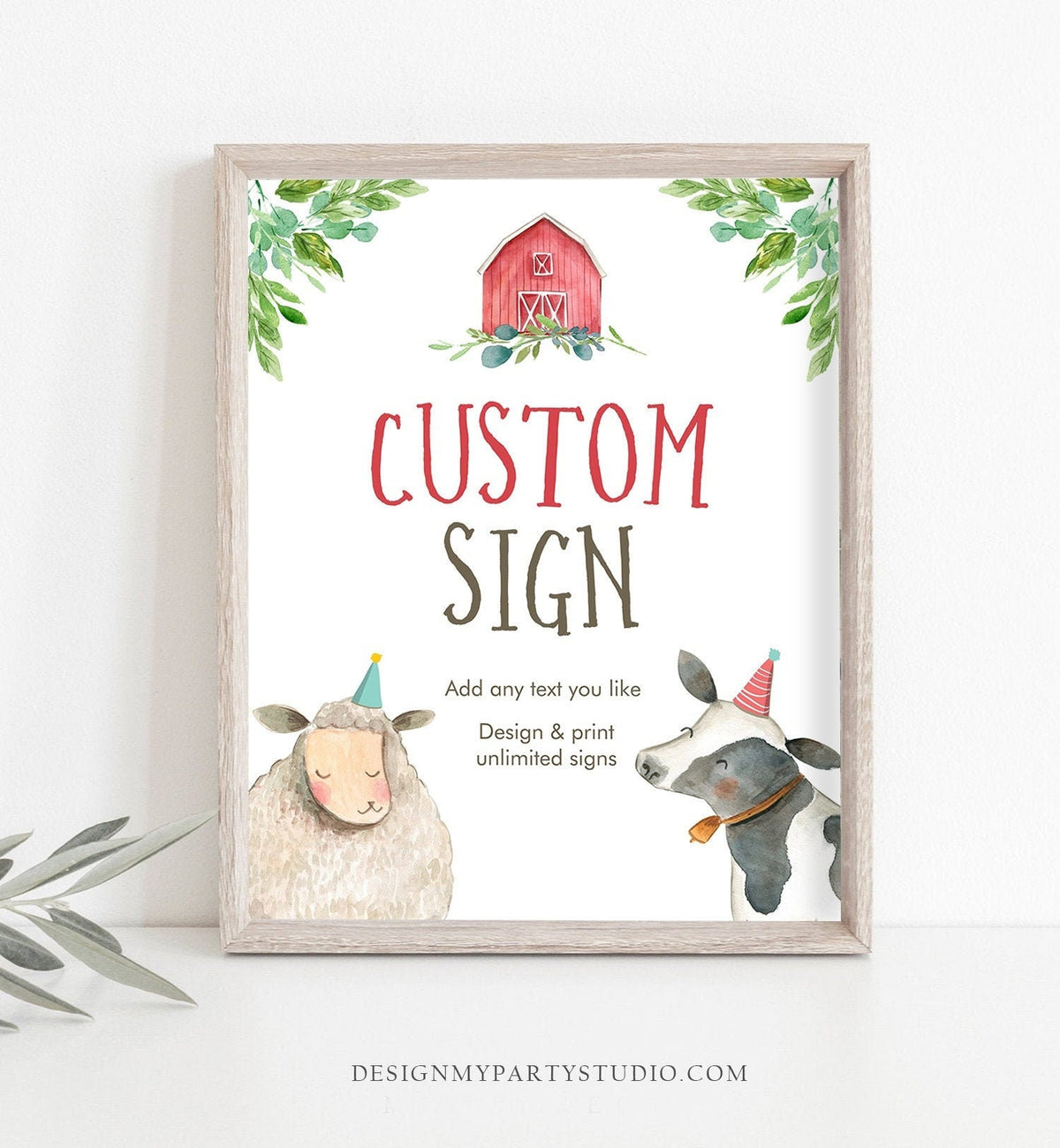 Editable Custom Sign Farm Animals Sign Boy Barnyard Birthday Decorations Cow Pig Sheep Table Sign Digital Download Template Printable 0155