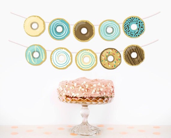 Donut Garland Donut Birthday Party Donut Decor First Birthday Donut Baby Shower Sprinkle Breakfast Party Digital Download Printable 0050