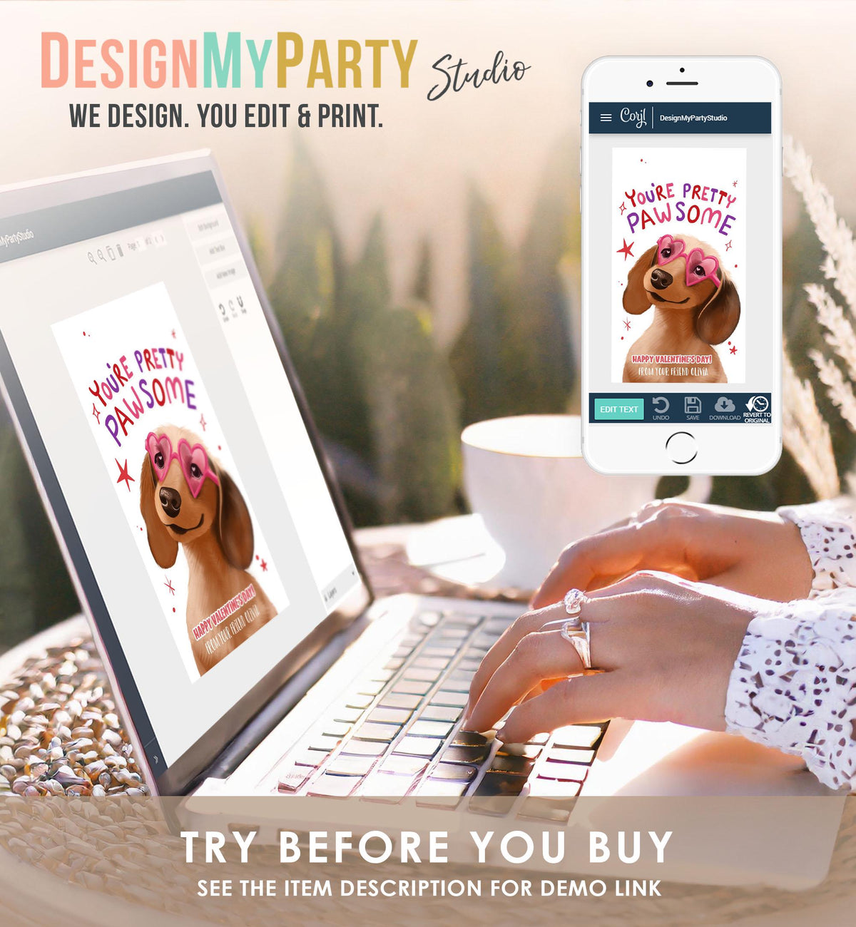 Editable Valentine&#39;s Day Tag You&#39;re Pretty Pawsome Dog Puppy Valentine Gift Tag Kids School Classroom Card Digital Template Printable 0370