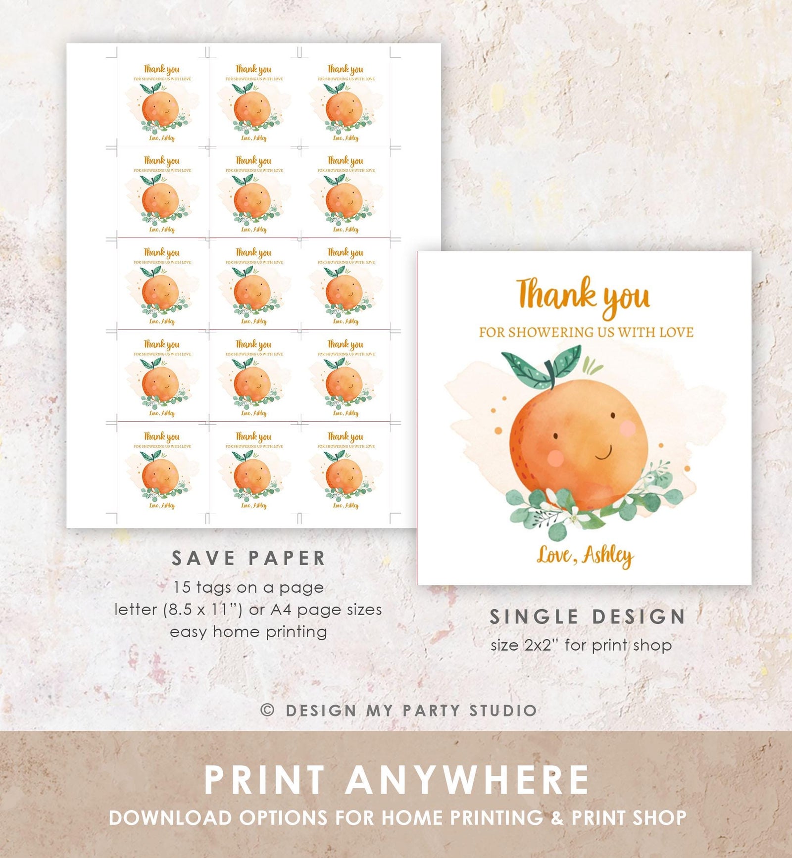Editable A Little Cutie is on The Way Favor Tag Orange Clementine Baby Shower Cutie Sticker Gender Neutral Template Digital Printable 0330