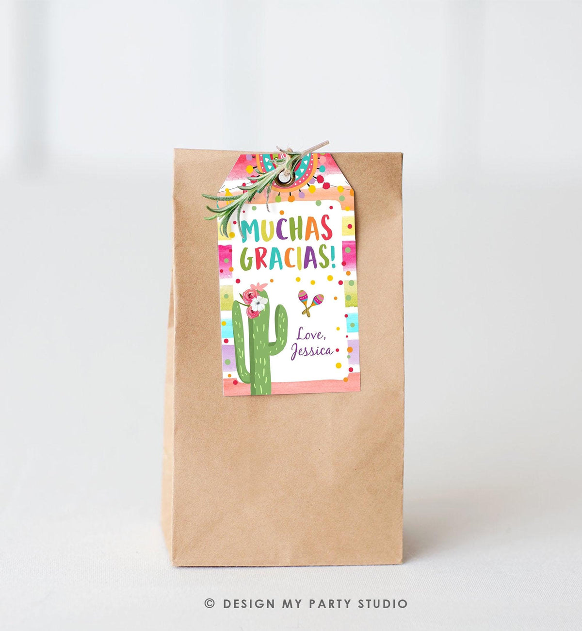 Editable Fiesta Favor Tag Cactus Floral Fiesta Birthday Thank You Tag Cactus Mexican Label Muchas Gracias Digital Template Printable 0134