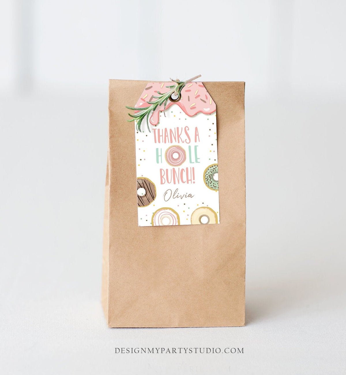 Editable Donut Favor Tag Donut Birthday Donut Thank You A hole Bunch Shower Girl Pink Donut Pastel Digital Download Template Printable 0320