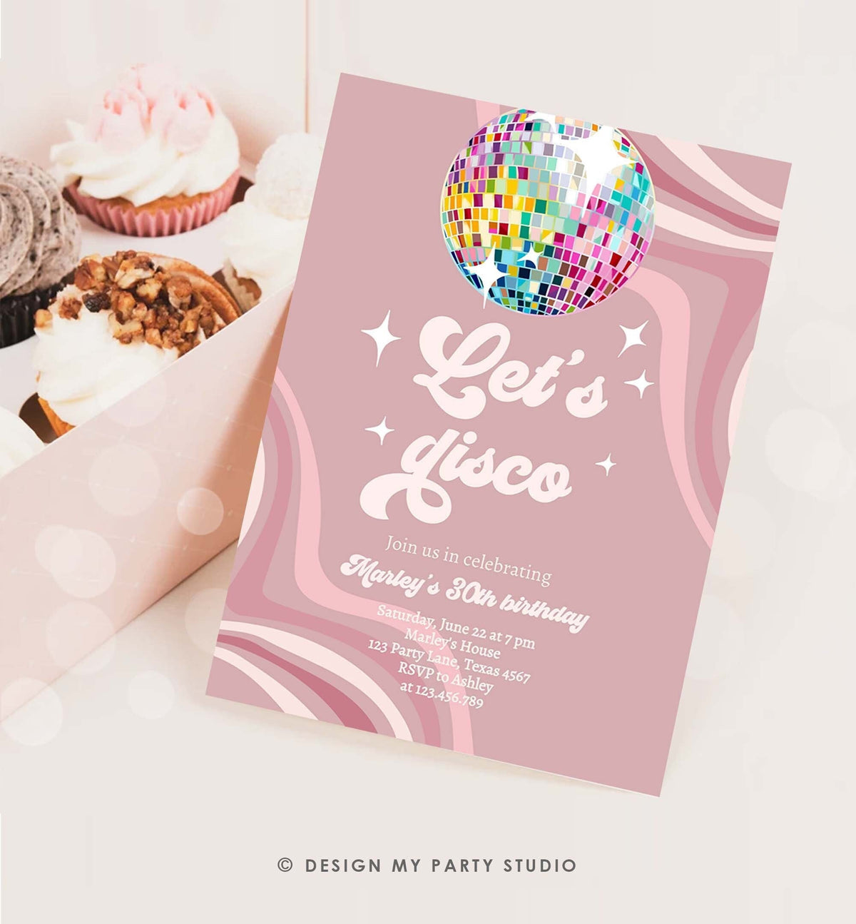 Editable Disco Birthday Party Invitation Disco Party Birthday Adult Let&#39;s Disco 70s Retro Groovy Dance Download Template Corjl Digital 0501