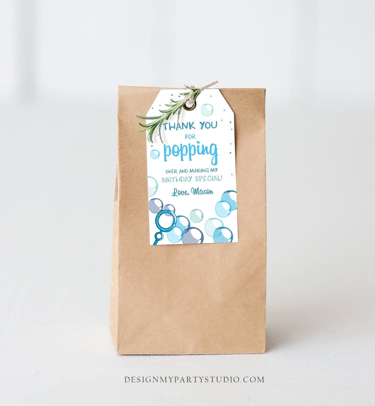 Editable Bubble Favor Tag Boy Bubble Birthday Thank You Tag Popping Over Labels Bubbles Gift Tag Blue Digital Template Printable 0035