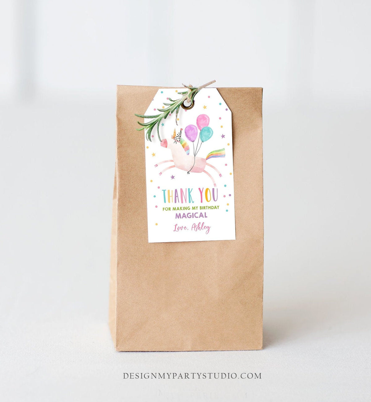 Editable Unicorn Favor Tag Birthday Favors Party Magical Rainbow Baby Shower Thank You Gift Tag Girl Digital Template Printable 0336