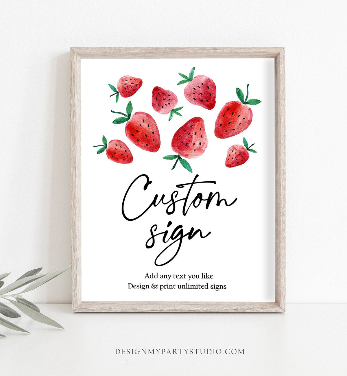 Editable Custom Sign Strawberry Birthday Sign Berry Sweet Party Decor Girl Strawberries Market 8x10 Digital Download Template Printable 0399
